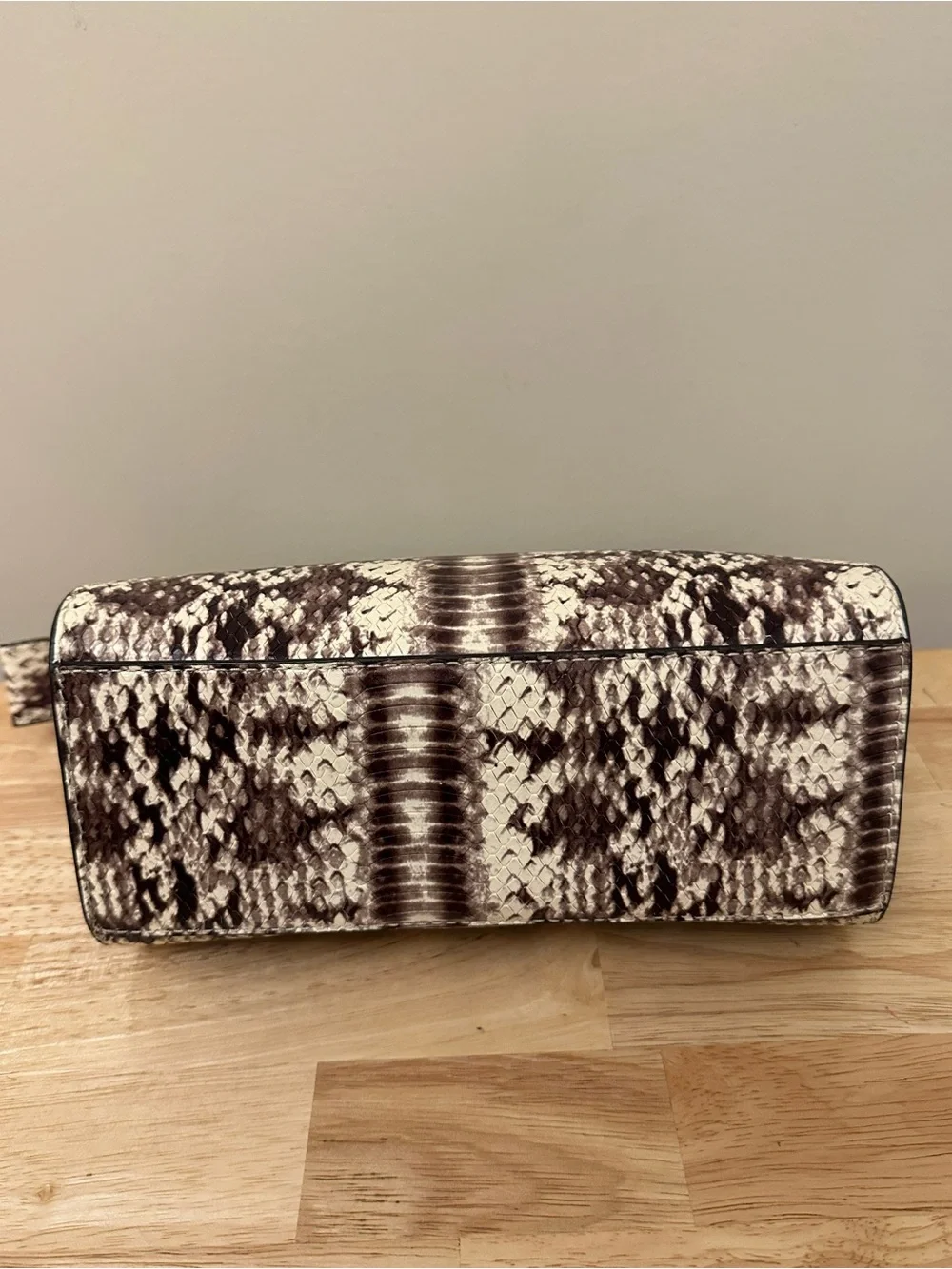 Michael Kors Brown and Cream Snake-Print Crossbody